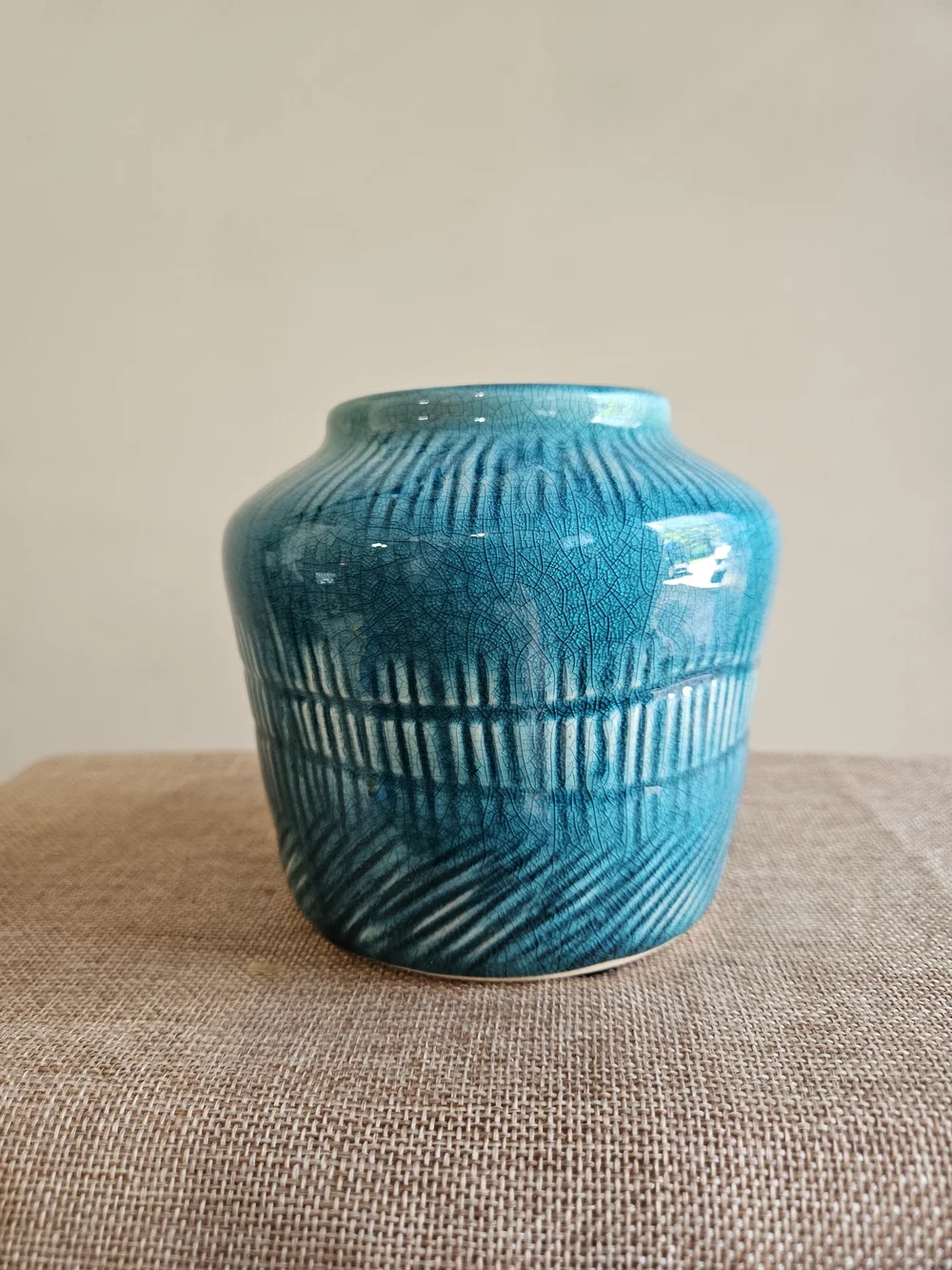 Pottery Teal Blue Ceramic Accent Vase
